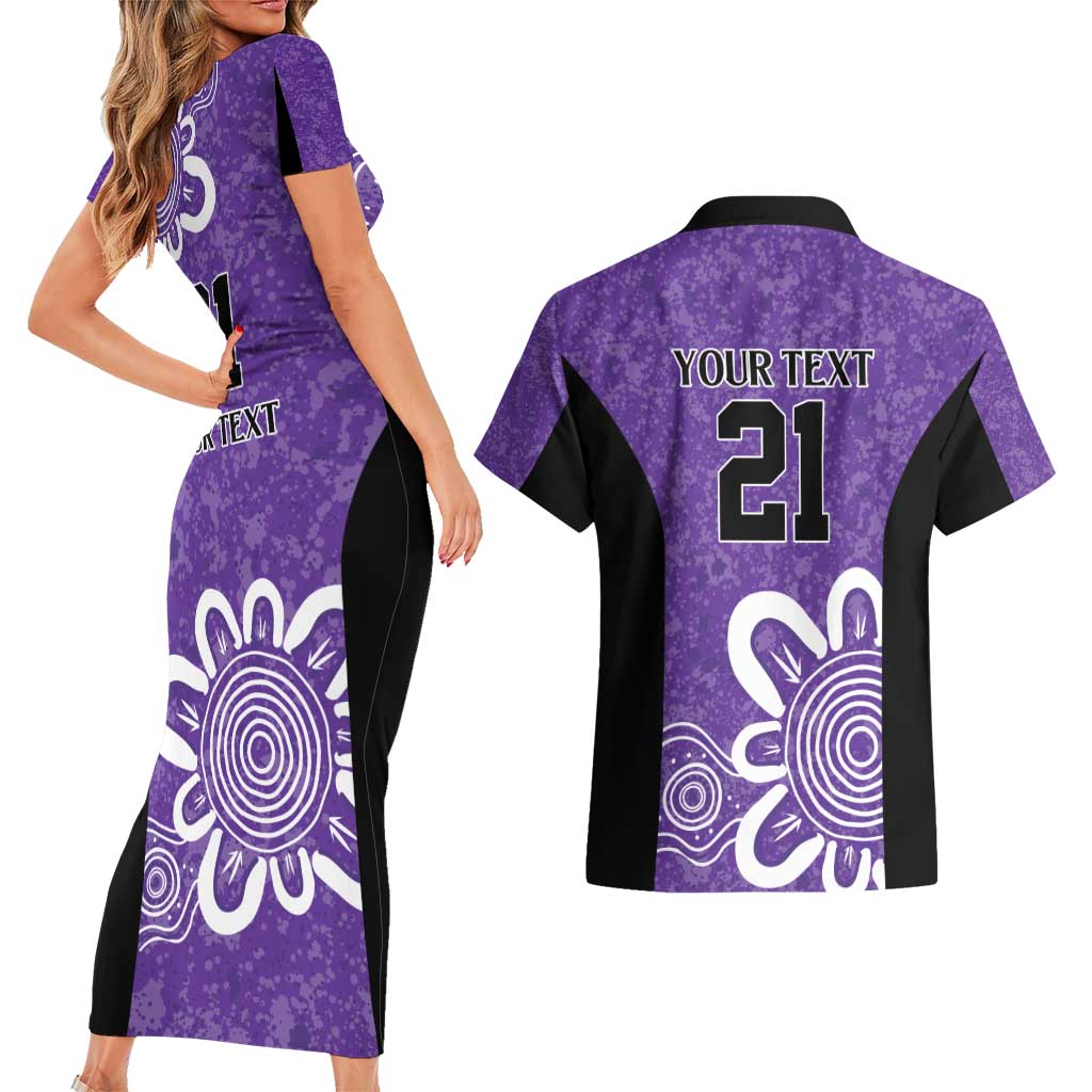 Hobart Hurricanes Custom Couples Matching Short Sleeve Bodycon Dress and Hawaiian Shirt Minimalism Aboriginal