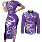 Hobart Hurricanes Custom Couples Matching Short Sleeve Bodycon Dress and Long Sleeve Button Shirt Minimalism Aboriginal