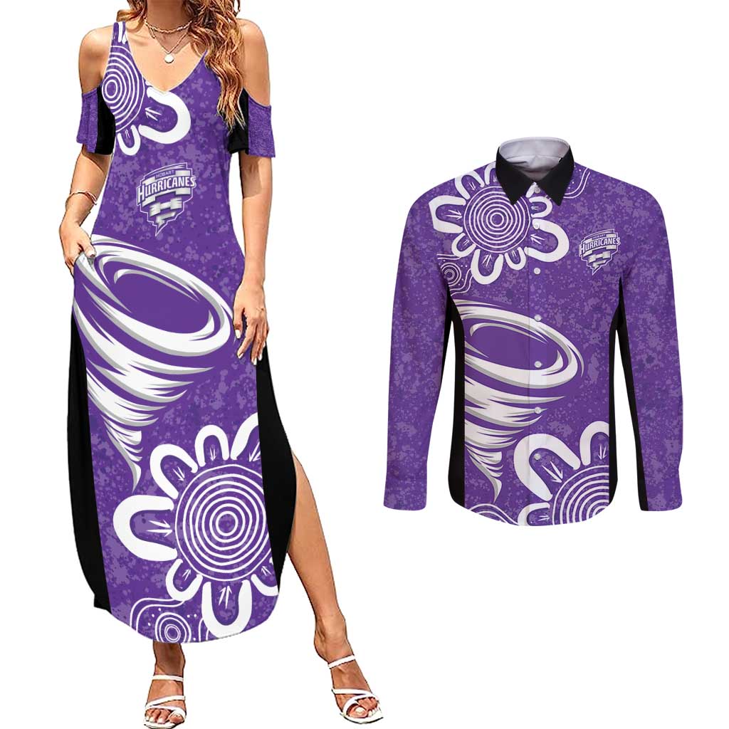 Hobart Hurricanes Custom Couples Matching Summer Maxi Dress and Long Sleeve Button Shirt Minimalism Aboriginal