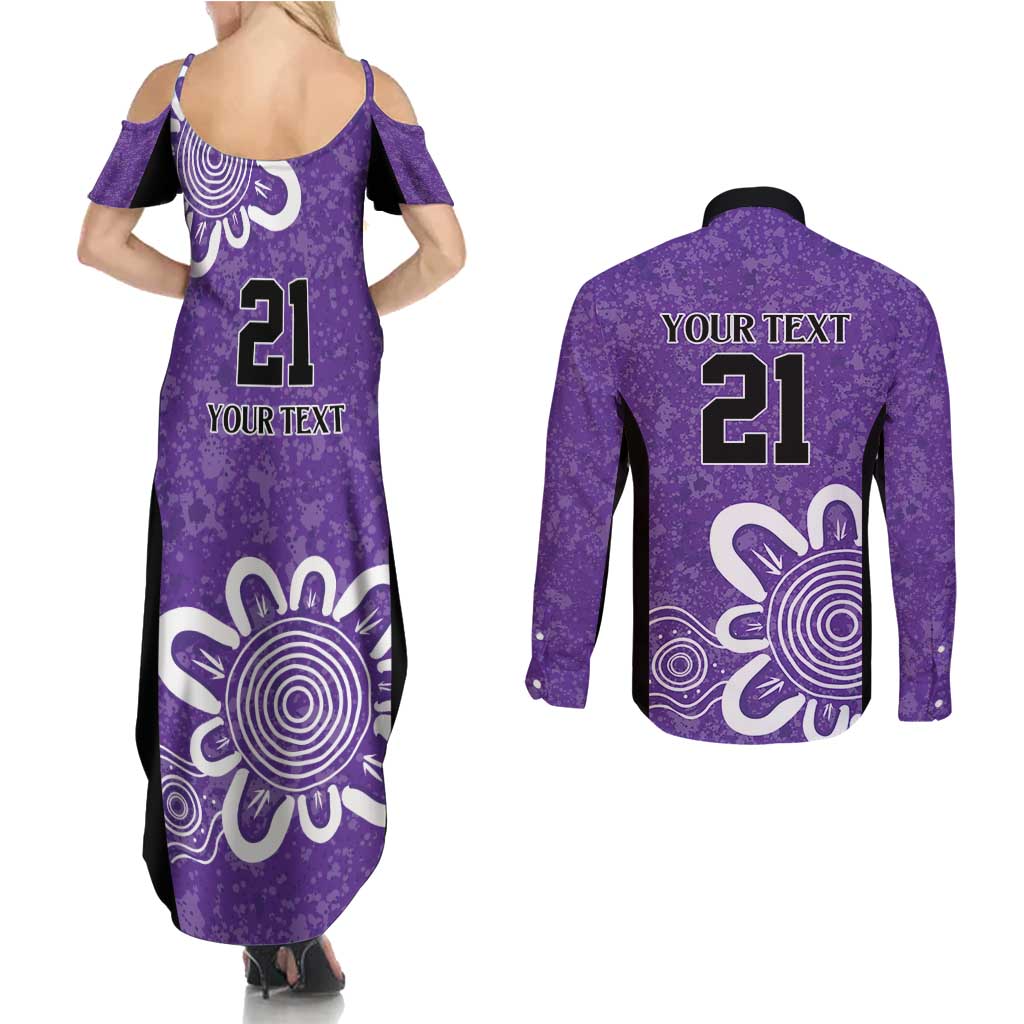 Hobart Hurricanes Custom Couples Matching Summer Maxi Dress and Long Sleeve Button Shirt Minimalism Aboriginal