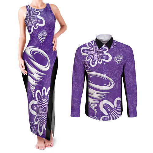 Hobart Hurricanes Custom Couples Matching Tank Maxi Dress and Long Sleeve Button Shirt Minimalism Aboriginal