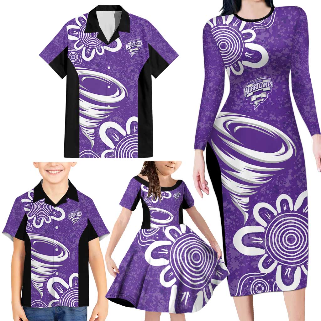 Hobart Hurricanes Custom Family Matching Long Sleeve Bodycon Dress and Hawaiian Shirt Minimalism Aboriginal