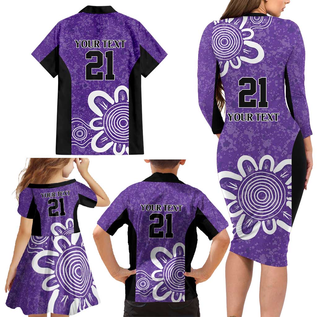 Hobart Hurricanes Custom Family Matching Long Sleeve Bodycon Dress and Hawaiian Shirt Minimalism Aboriginal