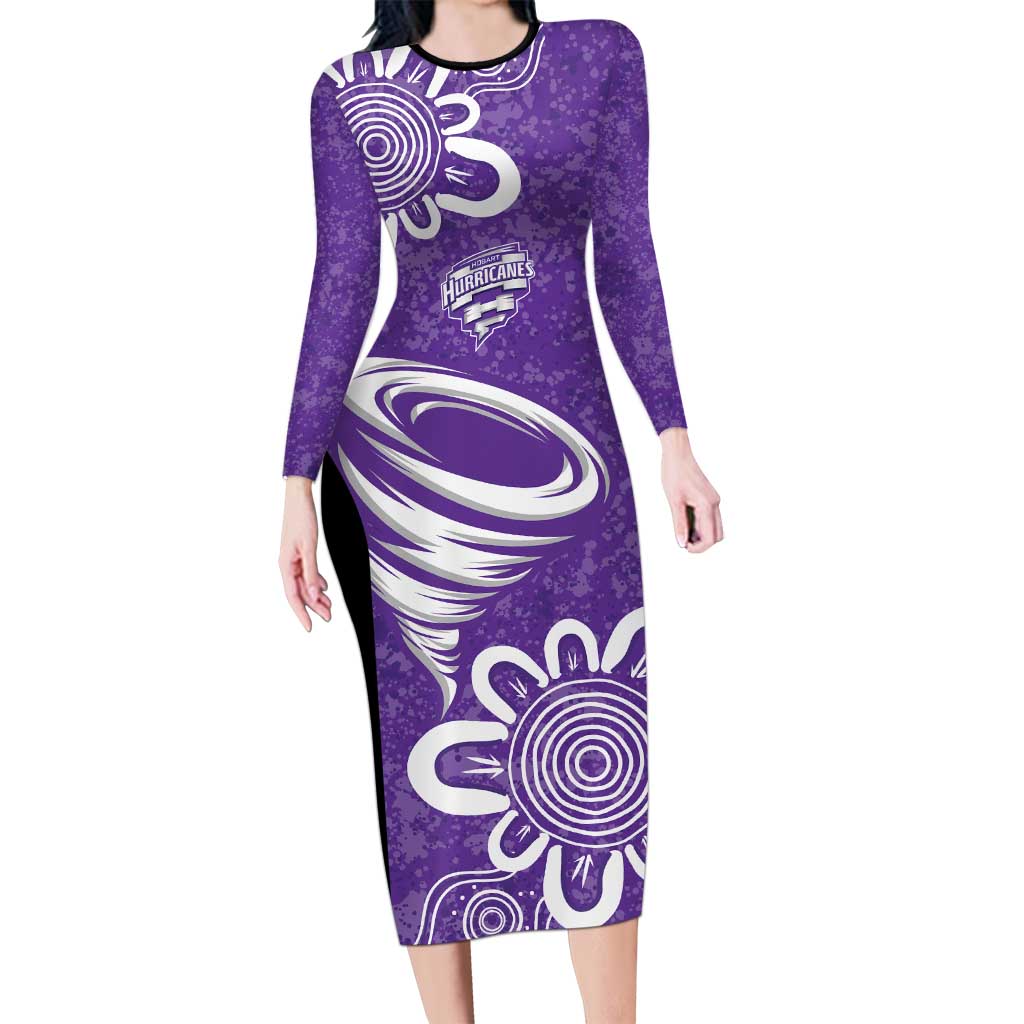 Hobart Hurricanes Custom Family Matching Long Sleeve Bodycon Dress and Hawaiian Shirt Minimalism Aboriginal