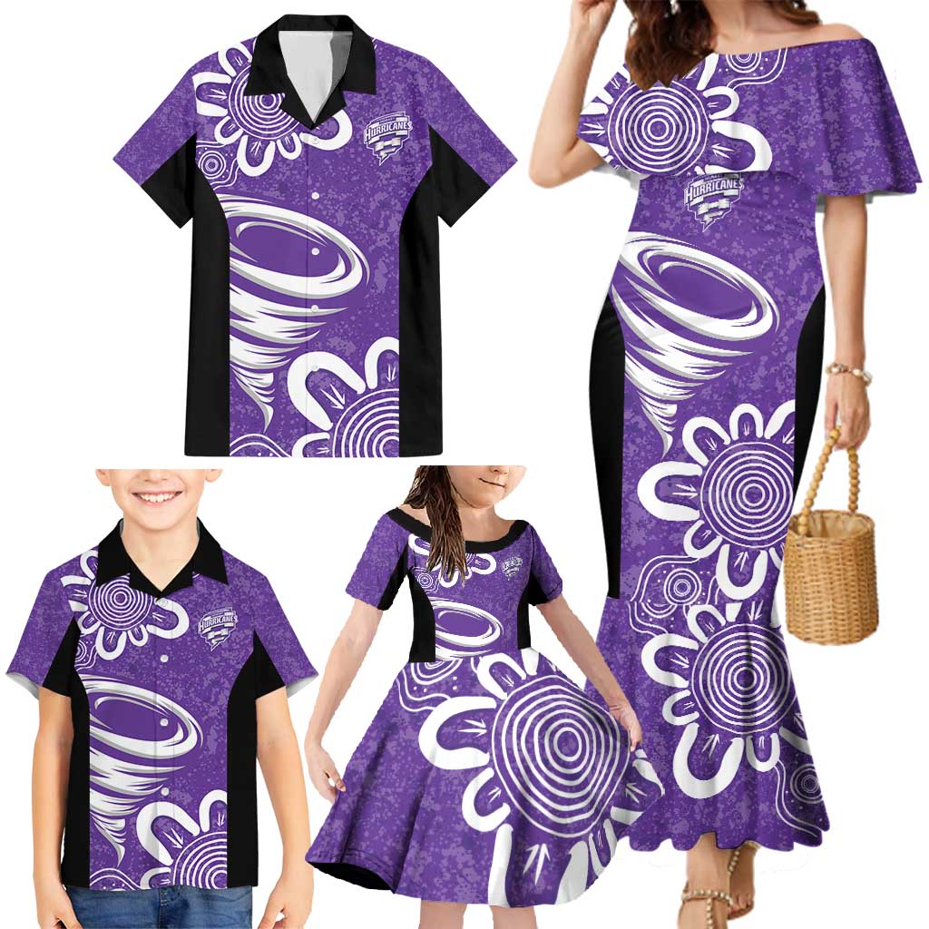Hobart Hurricanes Custom Family Matching Mermaid Dress and Hawaiian Shirt Minimalism Aboriginal