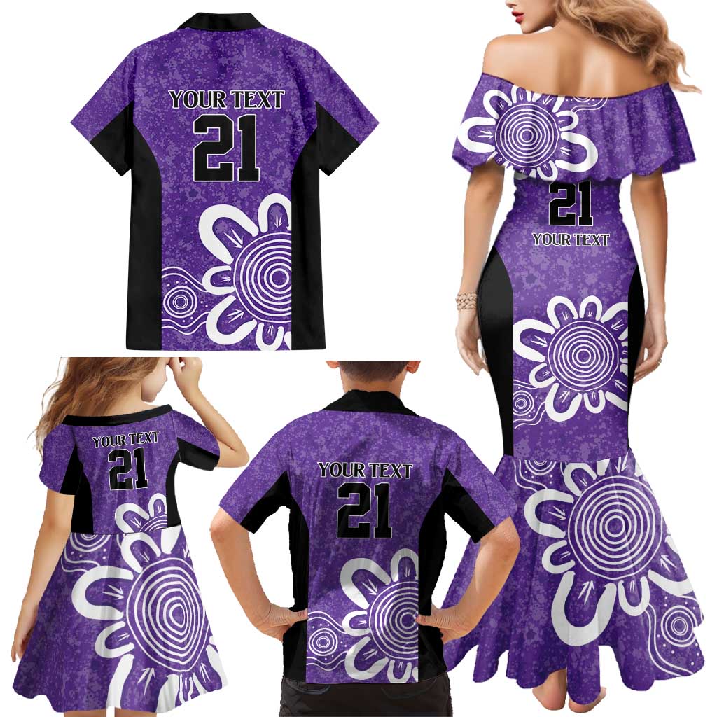 Hobart Hurricanes Custom Family Matching Mermaid Dress and Hawaiian Shirt Minimalism Aboriginal