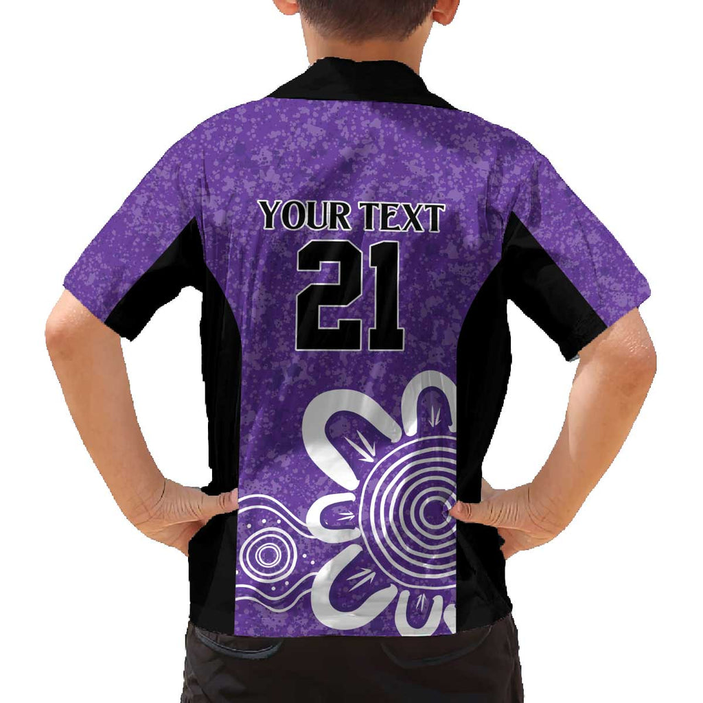 Hobart Hurricanes Custom Family Matching Off The Shoulder Long Sleeve Dress and Hawaiian Shirt Minimalism Aboriginal