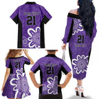 Hobart Hurricanes Custom Family Matching Off The Shoulder Long Sleeve Dress and Hawaiian Shirt Minimalism Aboriginal