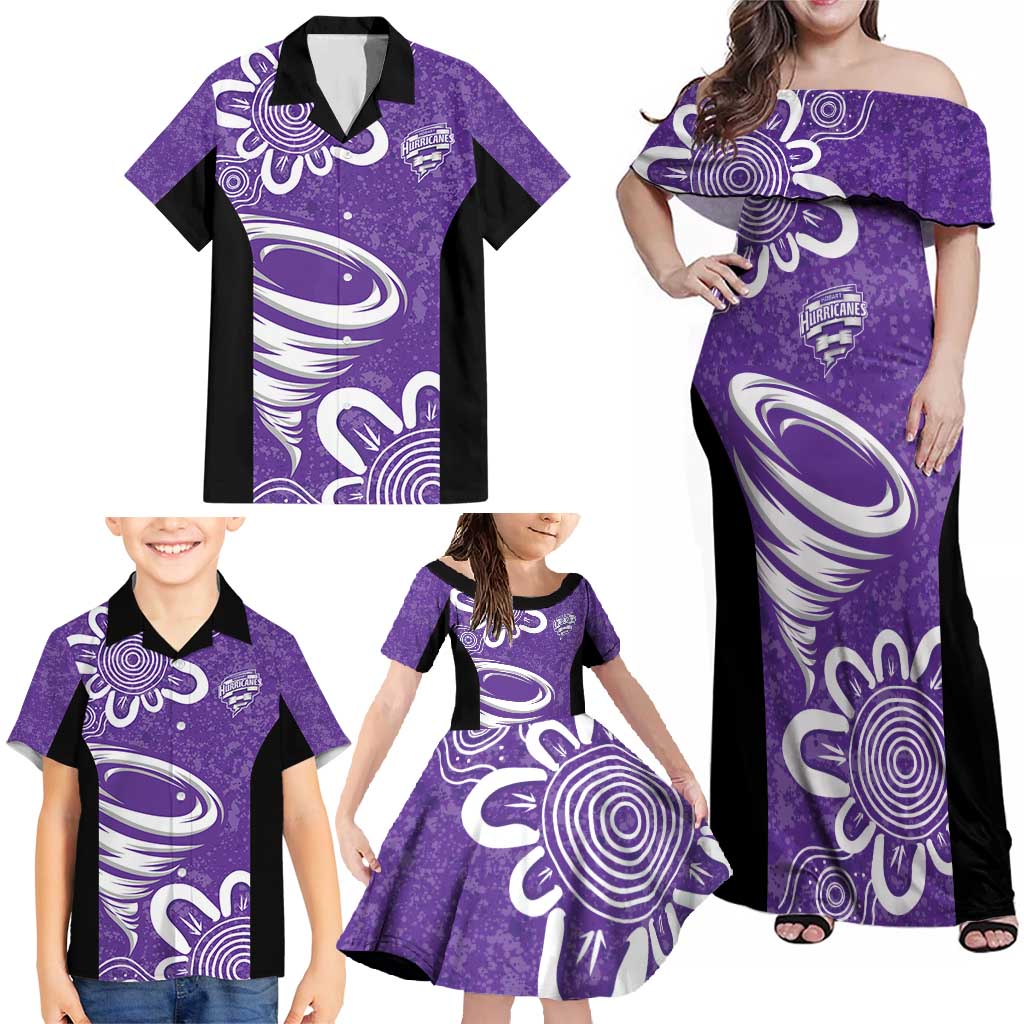 Hobart Hurricanes Custom Family Matching Off Shoulder Maxi Dress and Hawaiian Shirt Minimalism Aboriginal