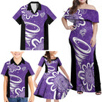 Hobart Hurricanes Custom Family Matching Off Shoulder Maxi Dress and Hawaiian Shirt Minimalism Aboriginal