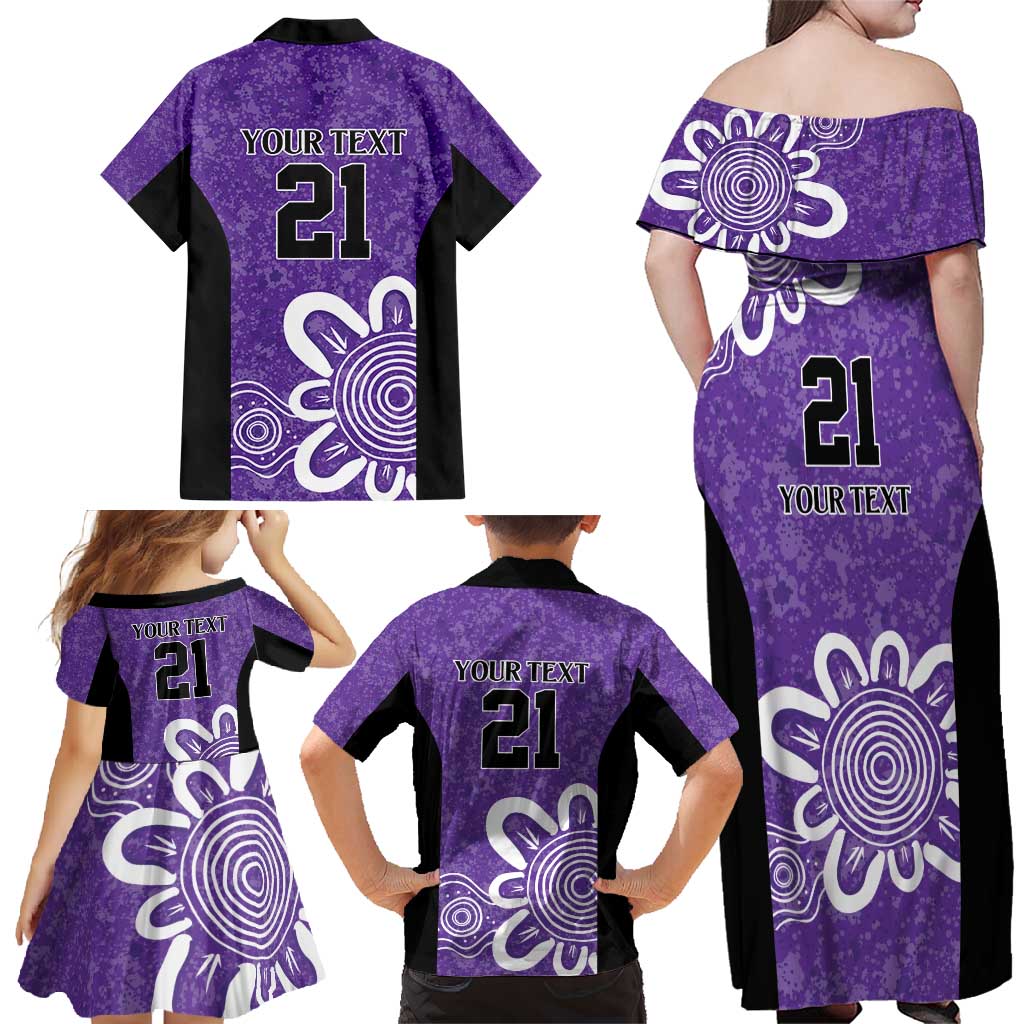 Hobart Hurricanes Custom Family Matching Off Shoulder Maxi Dress and Hawaiian Shirt Minimalism Aboriginal