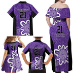 Hobart Hurricanes Custom Family Matching Off Shoulder Maxi Dress and Hawaiian Shirt Minimalism Aboriginal