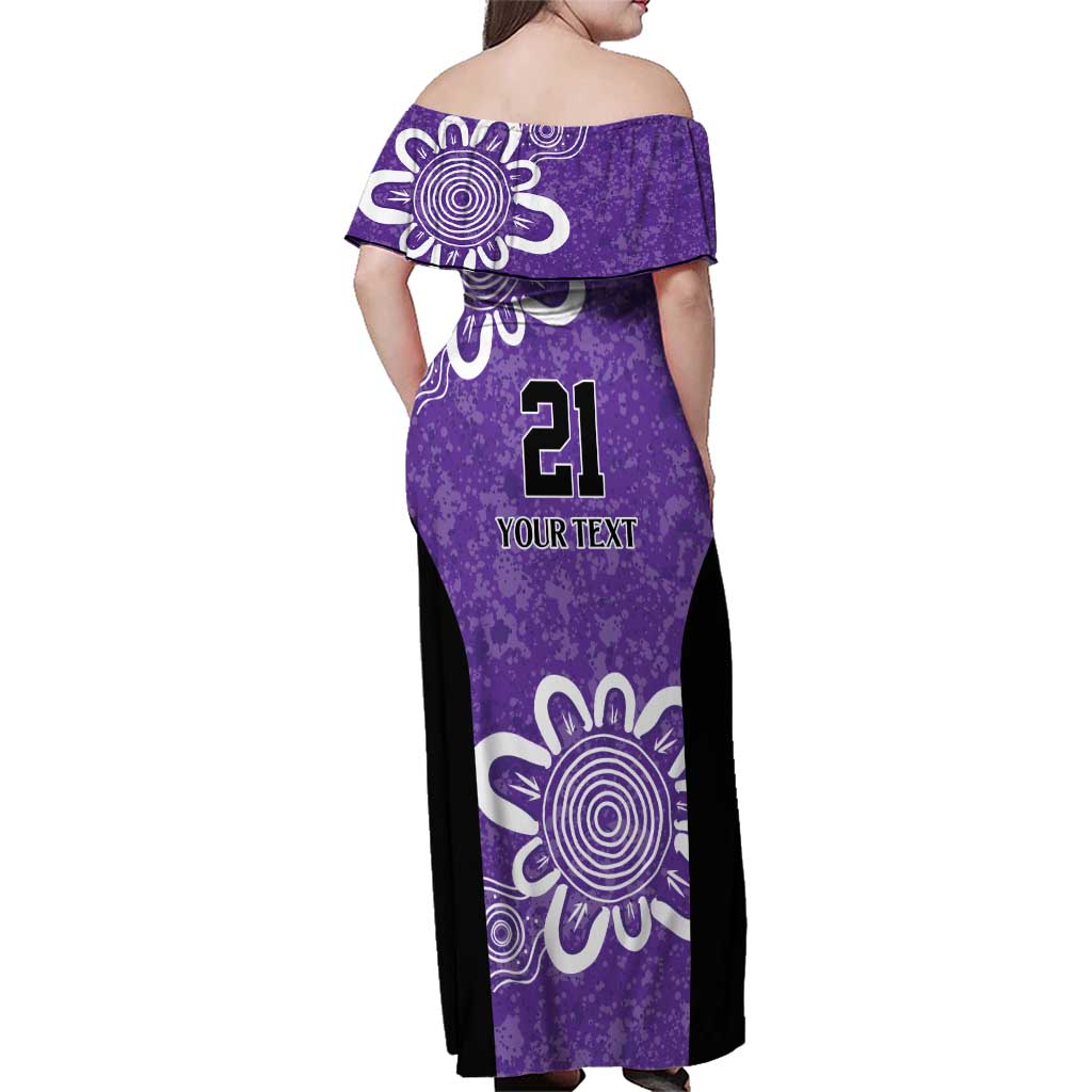 Hobart Hurricanes Custom Family Matching Off Shoulder Maxi Dress and Hawaiian Shirt Minimalism Aboriginal