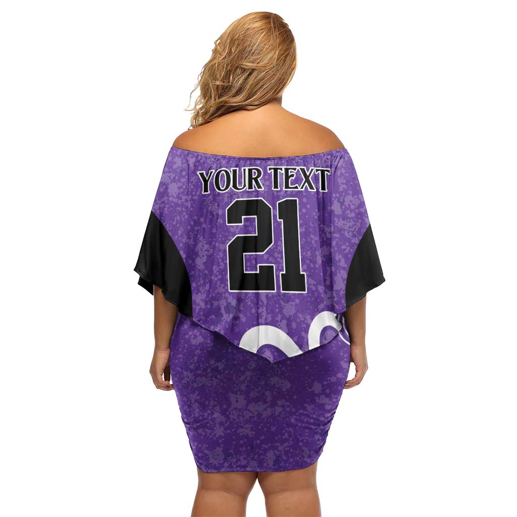 Hobart Hurricanes Custom Family Matching Off Shoulder Short Dress and Hawaiian Shirt Minimalism Aboriginal