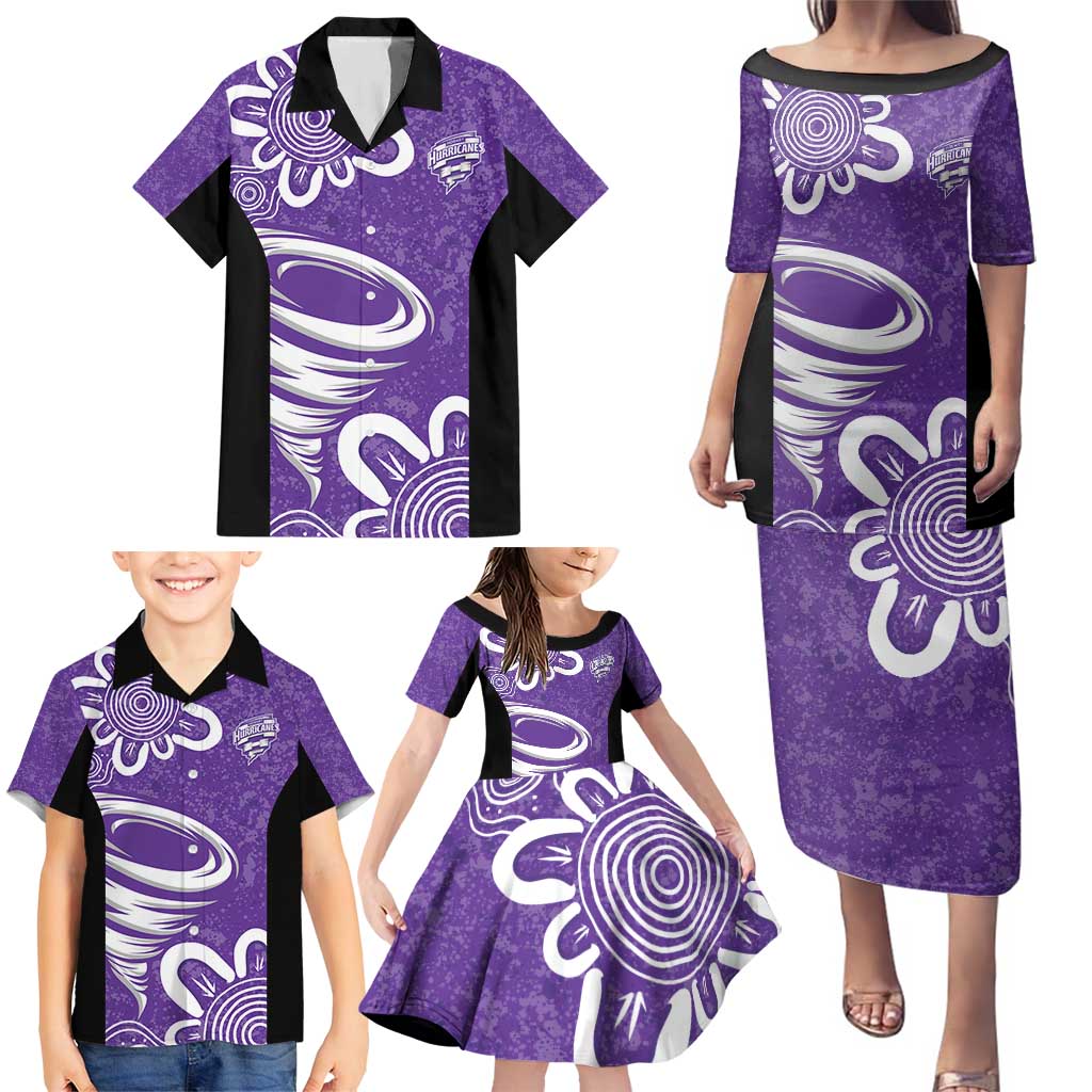 Hobart Hurricanes Custom Family Matching Puletasi and Hawaiian Shirt Minimalism Aboriginal