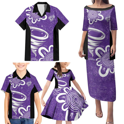 Hobart Hurricanes Custom Family Matching Puletasi and Hawaiian Shirt Minimalism Aboriginal