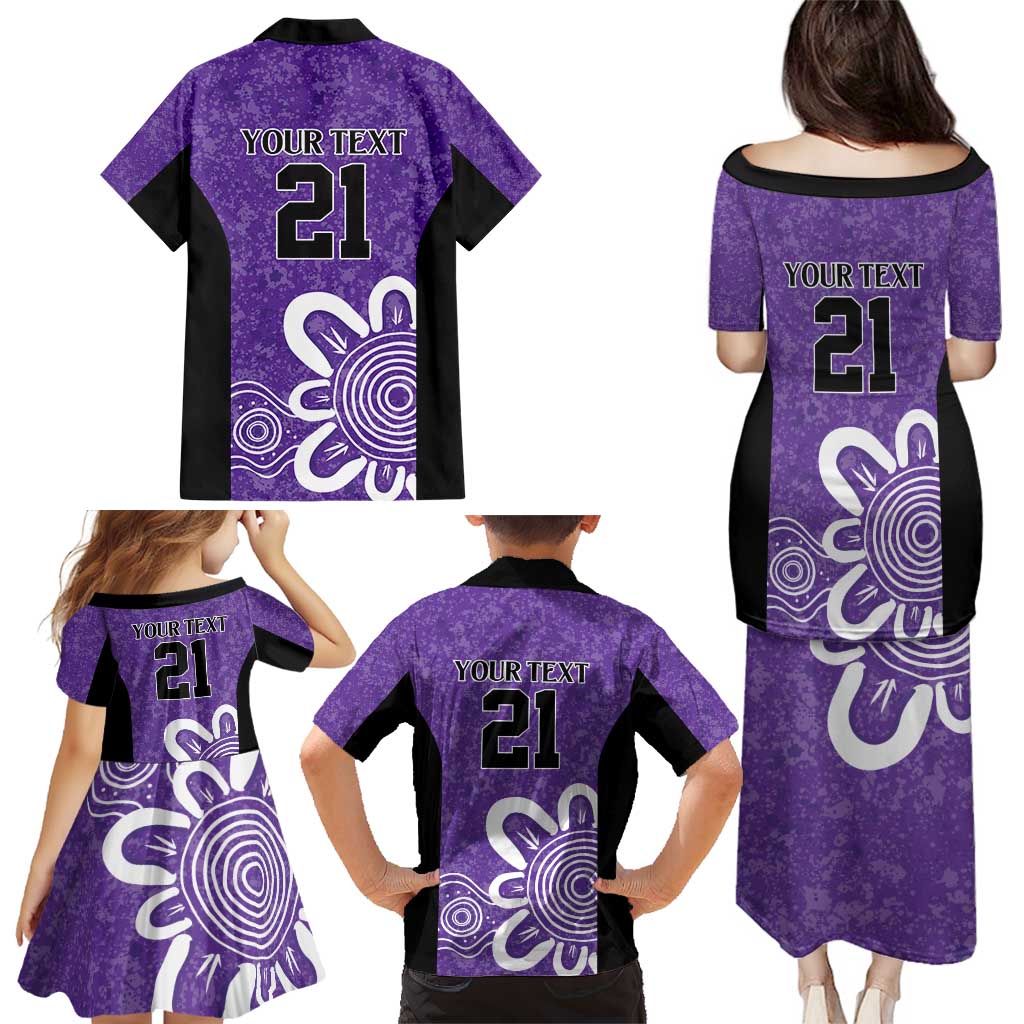 Hobart Hurricanes Custom Family Matching Puletasi and Hawaiian Shirt Minimalism Aboriginal