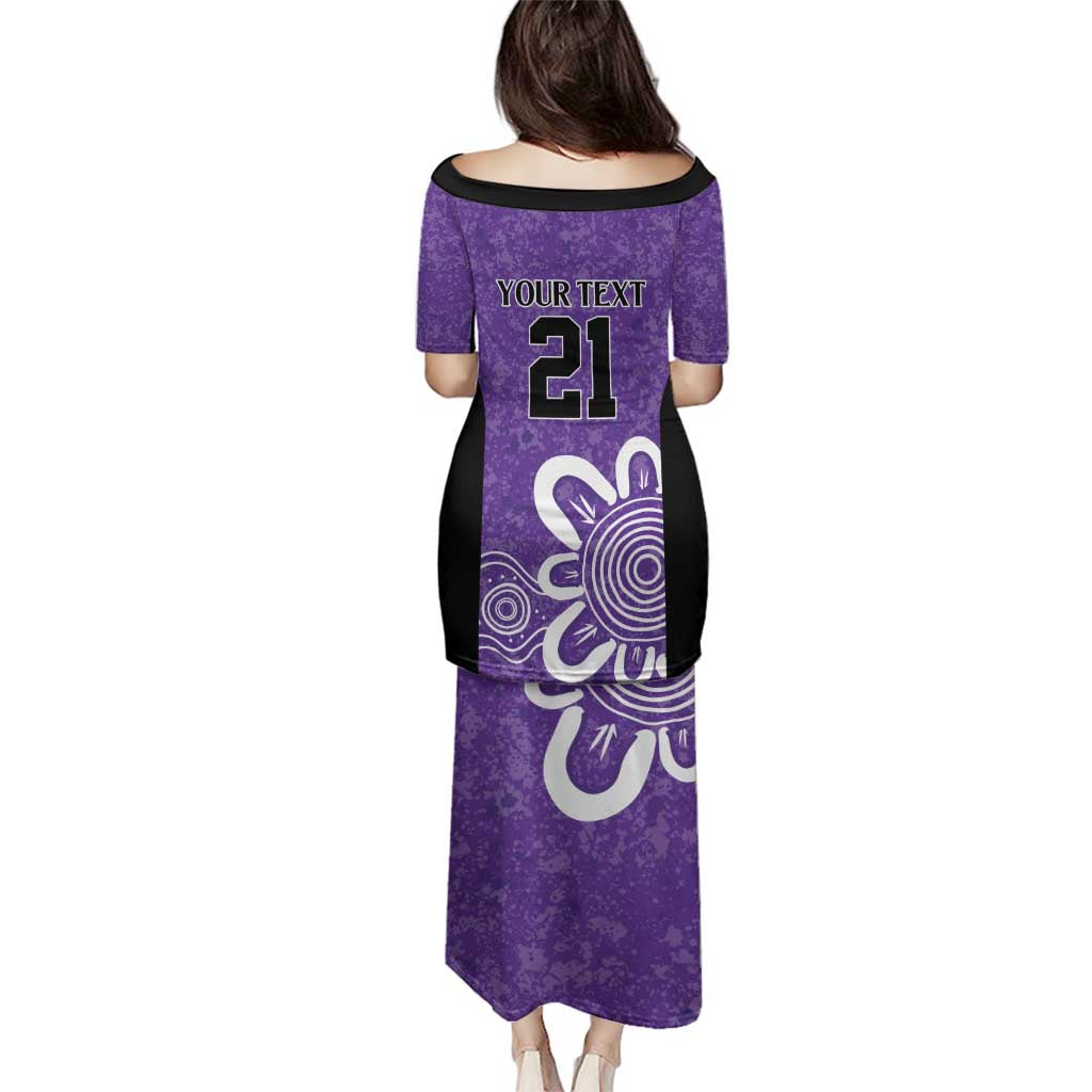 Hobart Hurricanes Custom Family Matching Puletasi and Hawaiian Shirt Minimalism Aboriginal