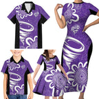 Hobart Hurricanes Custom Family Matching Short Sleeve Bodycon Dress and Hawaiian Shirt Minimalism Aboriginal