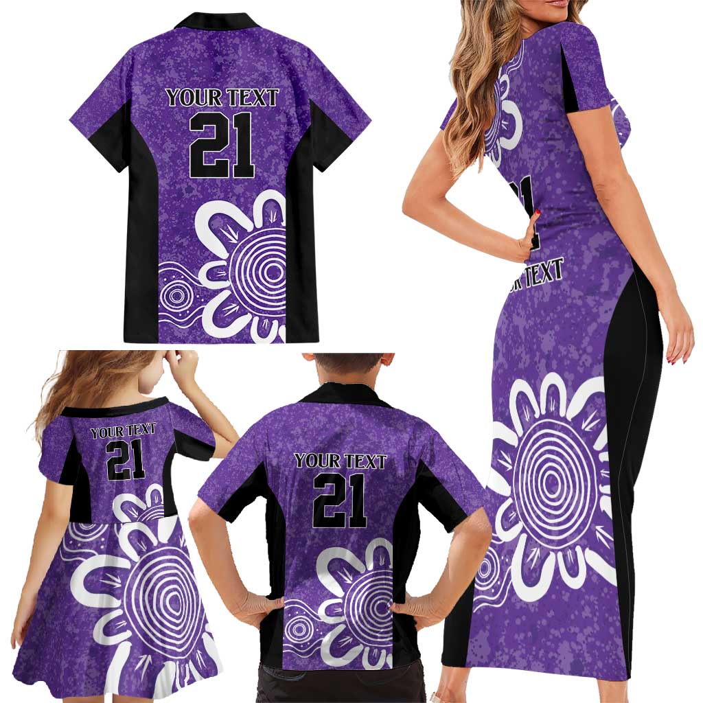 Hobart Hurricanes Custom Family Matching Short Sleeve Bodycon Dress and Hawaiian Shirt Minimalism Aboriginal