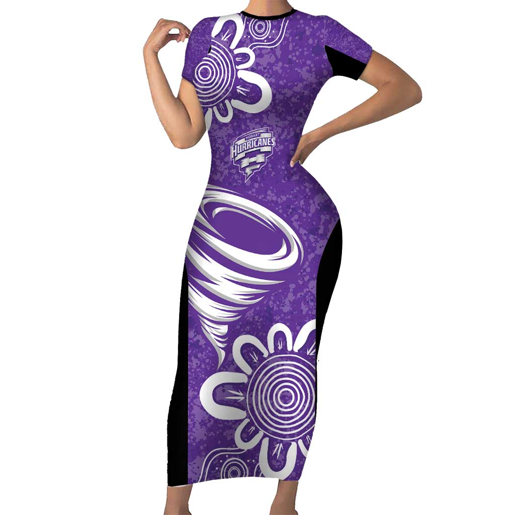 Hobart Hurricanes Custom Family Matching Short Sleeve Bodycon Dress and Hawaiian Shirt Minimalism Aboriginal