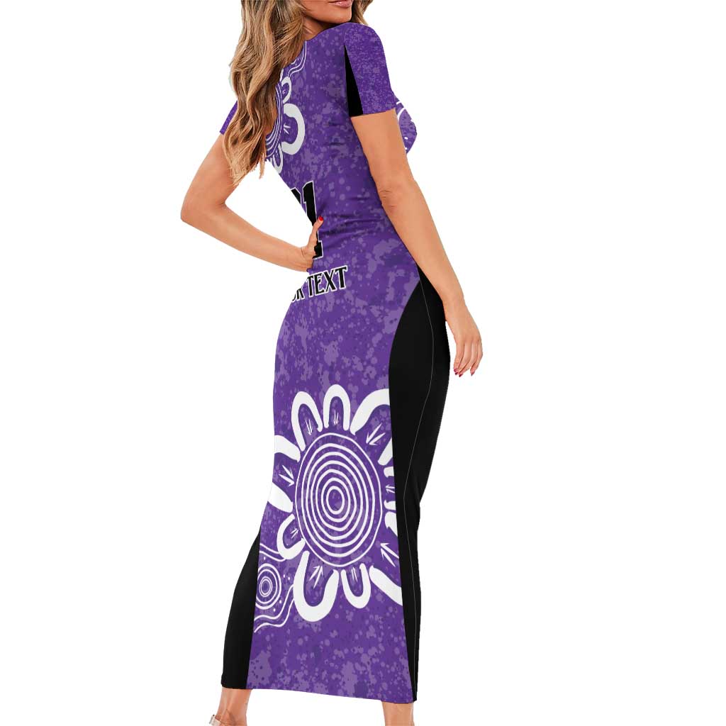 Hobart Hurricanes Custom Family Matching Short Sleeve Bodycon Dress and Hawaiian Shirt Minimalism Aboriginal