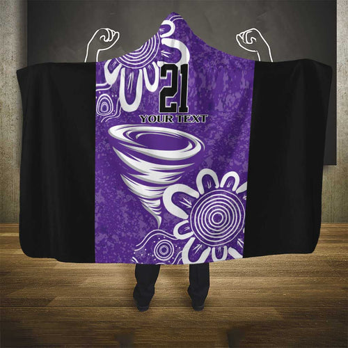 Hobart Hurricanes Custom Hooded Blanket Minimalism Aboriginal