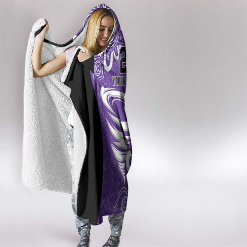 Hobart Hurricanes Custom Hooded Blanket Minimalism Aboriginal