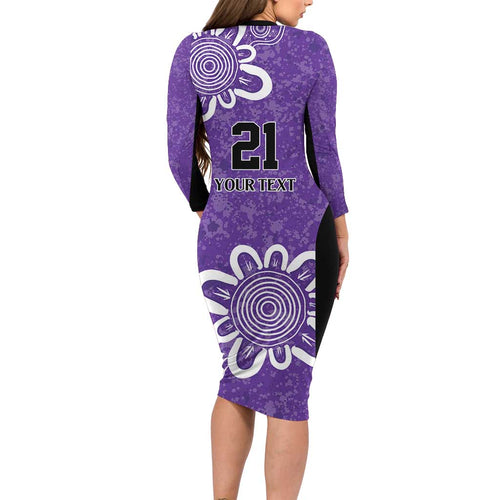 Hobart Hurricanes Custom Long Sleeve Bodycon Dress Minimalism Aboriginal