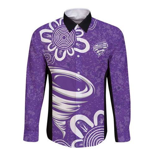 Hobart Hurricanes Custom Long Sleeve Button Shirt Minimalism Aboriginal