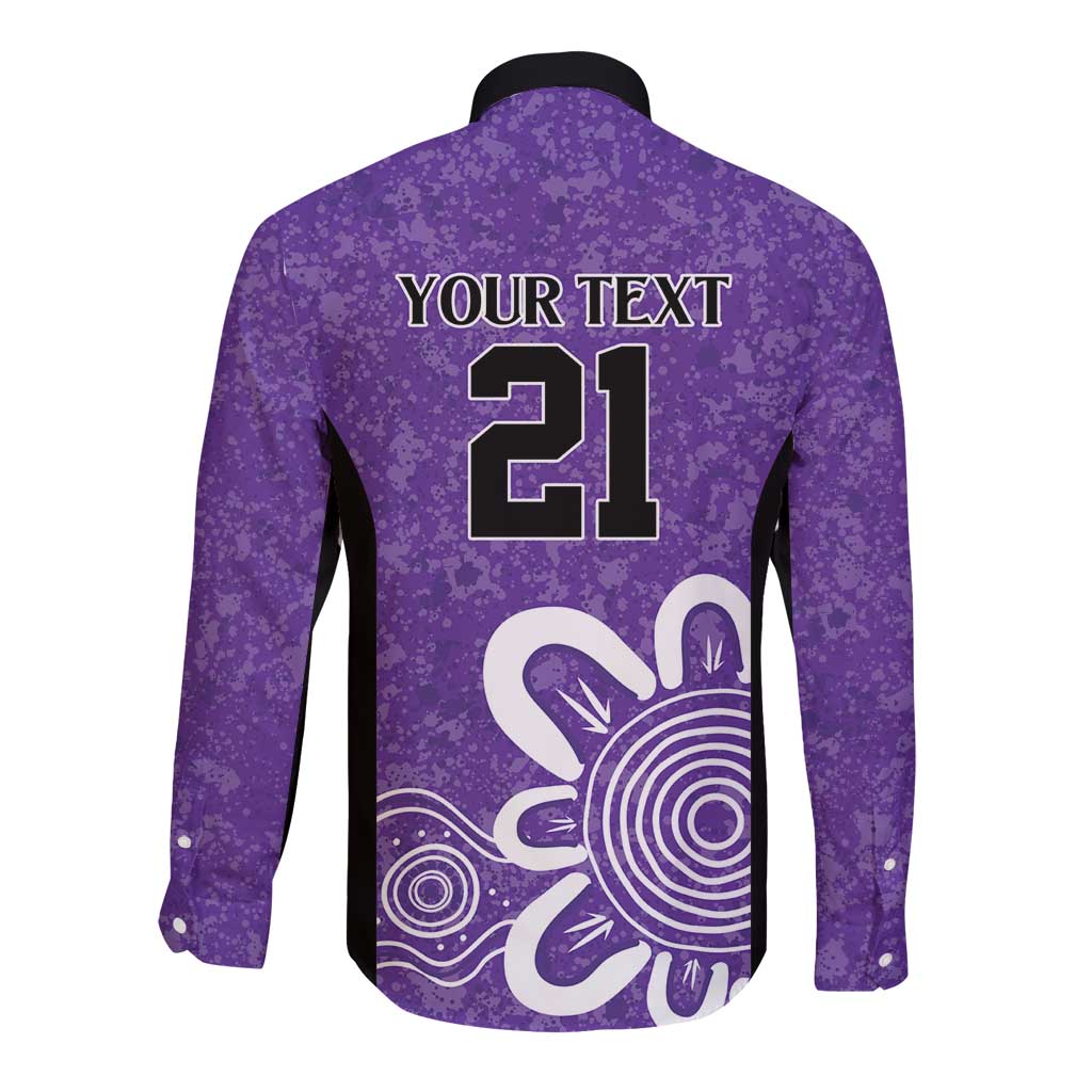Hobart Hurricanes Custom Long Sleeve Button Shirt Minimalism Aboriginal