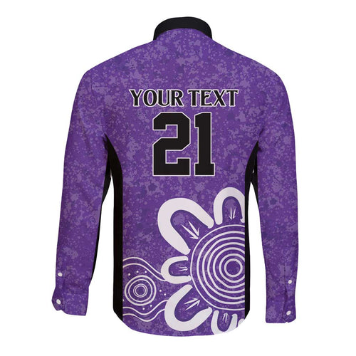 Hobart Hurricanes Custom Long Sleeve Button Shirt Minimalism Aboriginal