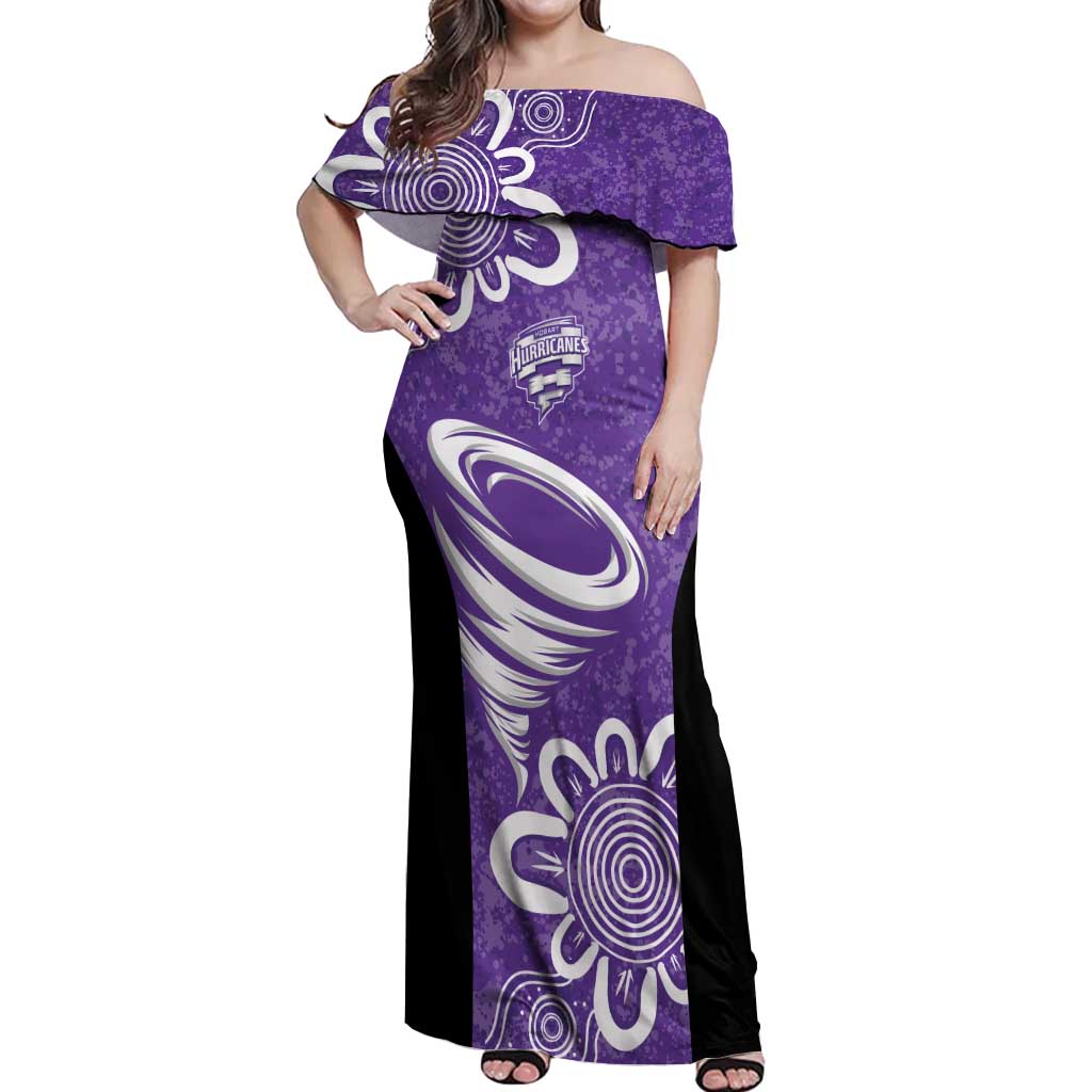 Hobart Hurricanes Custom Off Shoulder Maxi Dress Minimalism Aboriginal