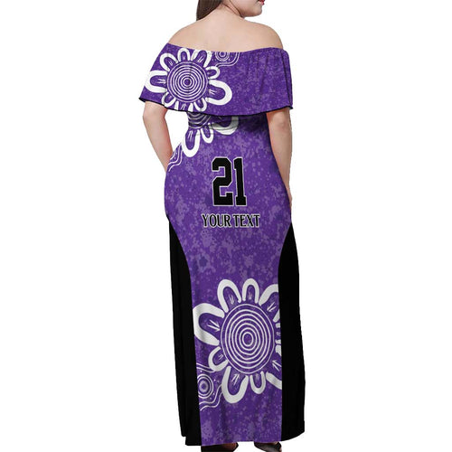 Hobart Hurricanes Custom Off Shoulder Maxi Dress Minimalism Aboriginal