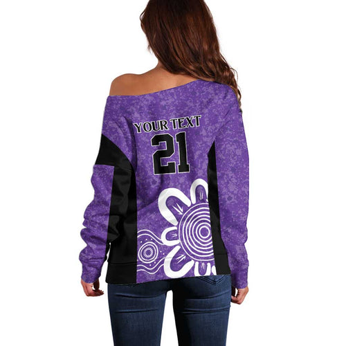 Hobart Hurricanes Custom Off Shoulder Sweater Minimalism Aboriginal
