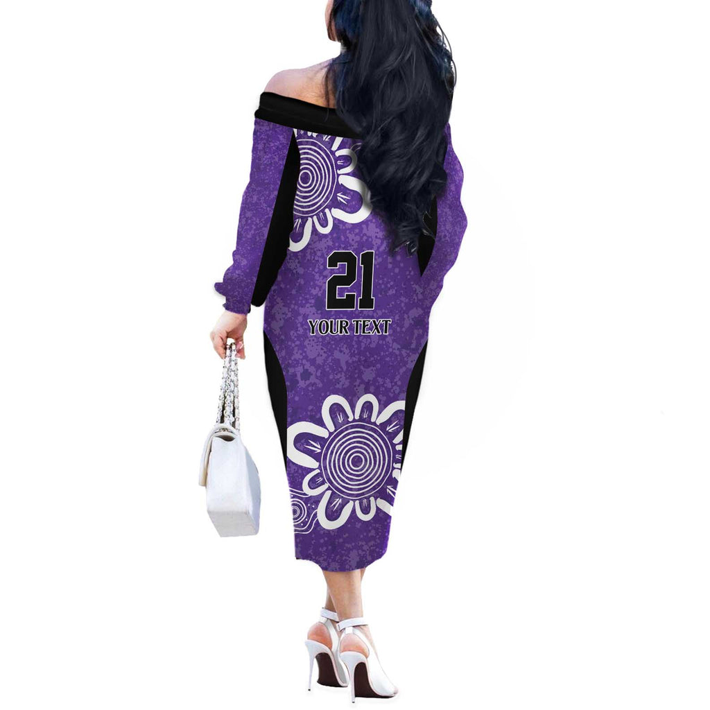 Hobart Hurricanes Custom Off The Shoulder Long Sleeve Dress Minimalism Aboriginal