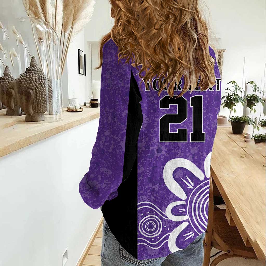 Hobart Hurricanes Custom Women Casual Shirt Minimalism Aboriginal