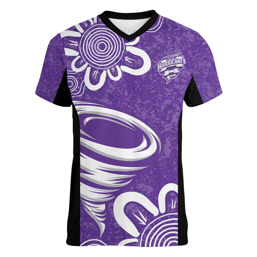 Hobart Hurricanes Custom Women V-Neck T-Shirt Minimalism Aboriginal