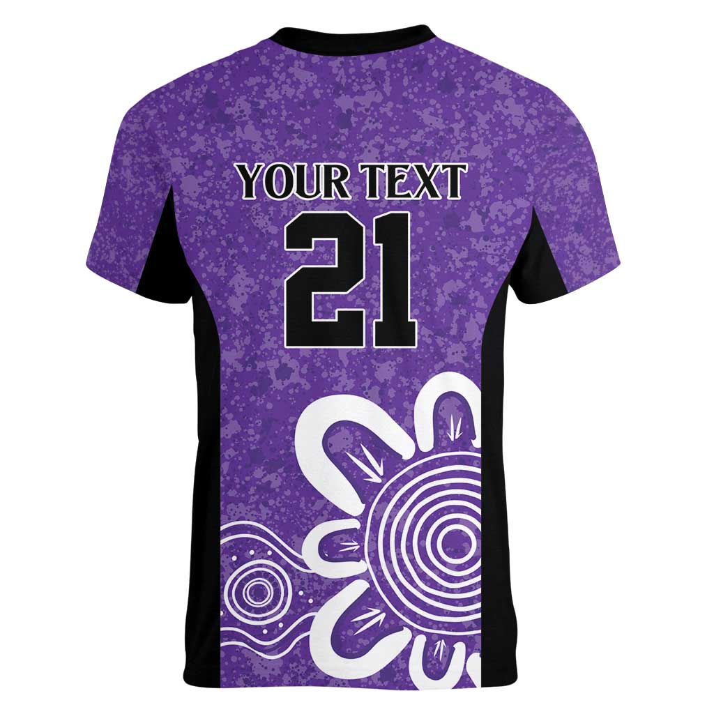 Hobart Hurricanes Custom Women V-Neck T-Shirt Minimalism Aboriginal