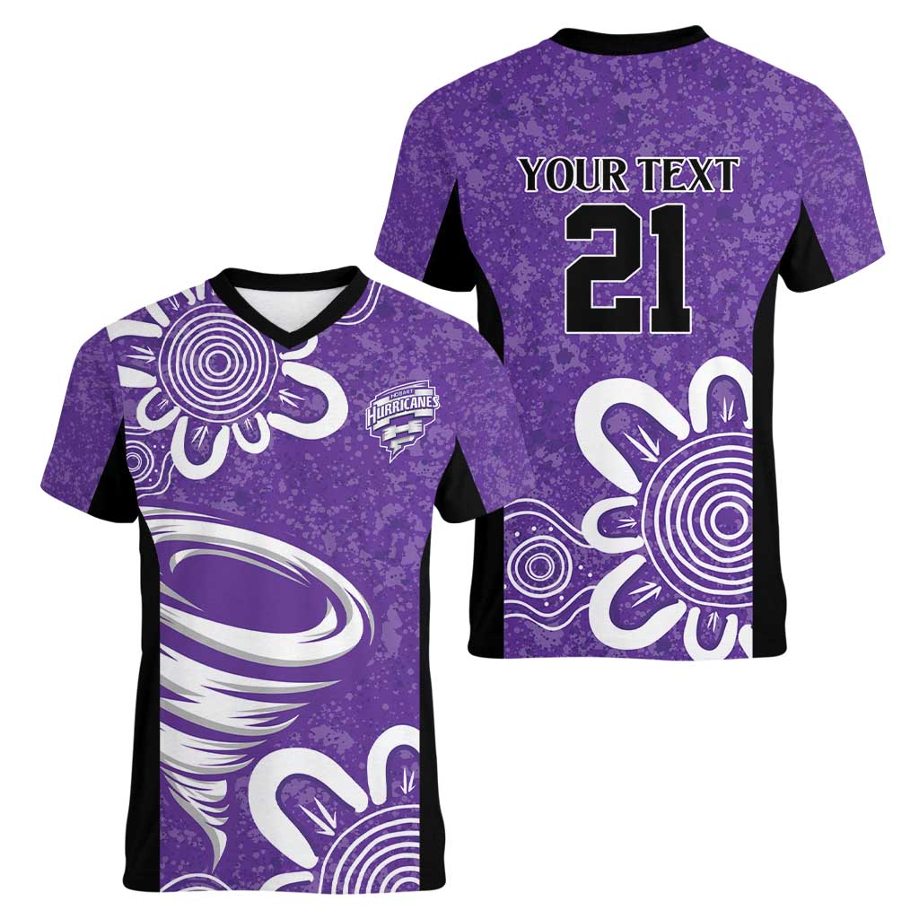Hobart Hurricanes Custom Women V-Neck T-Shirt Minimalism Aboriginal