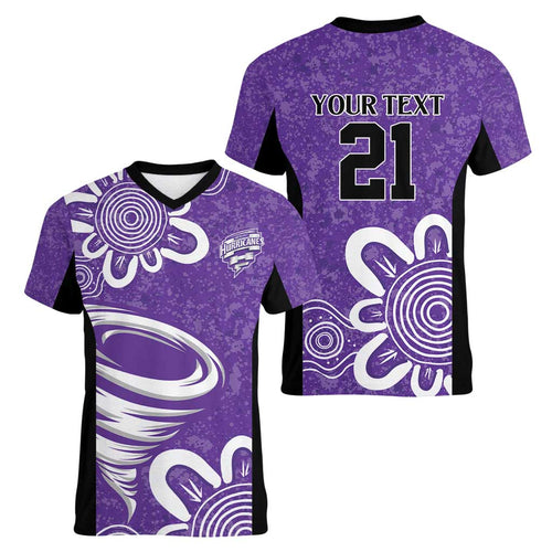 Hobart Hurricanes Custom Women V-Neck T-Shirt Minimalism Aboriginal