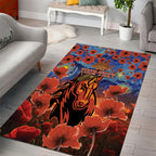 Personalised Broncos Rugby ANZAC Area Rug Starry Night and Field of Poppies