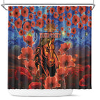 Personalised Broncos Rugby ANZAC Shower Curtain Starry Night and Field of Poppies