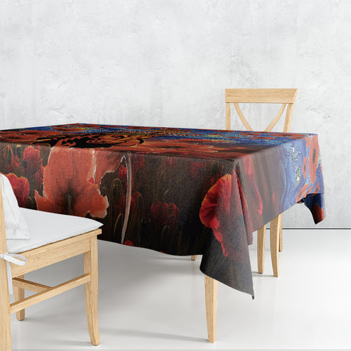 Personalised Broncos Rugby ANZAC Tablecloth Starry Night and Field of Poppies
