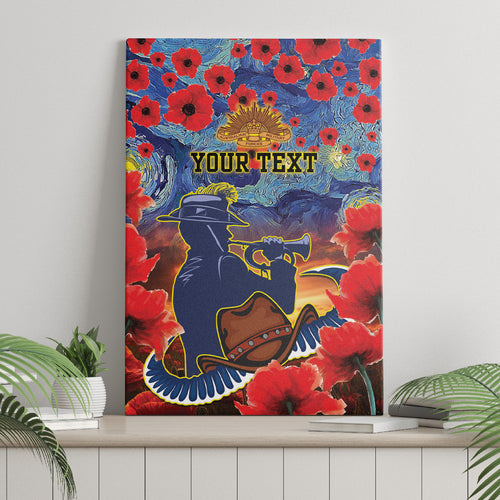 Personalised Cowboys Rugby ANZAC Canvas Wall Art Starry Night and Field of Poppies