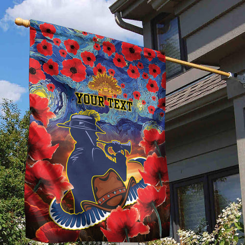 Personalised Cowboys Rugby ANZAC Garden Flag Starry Night and Field of Poppies