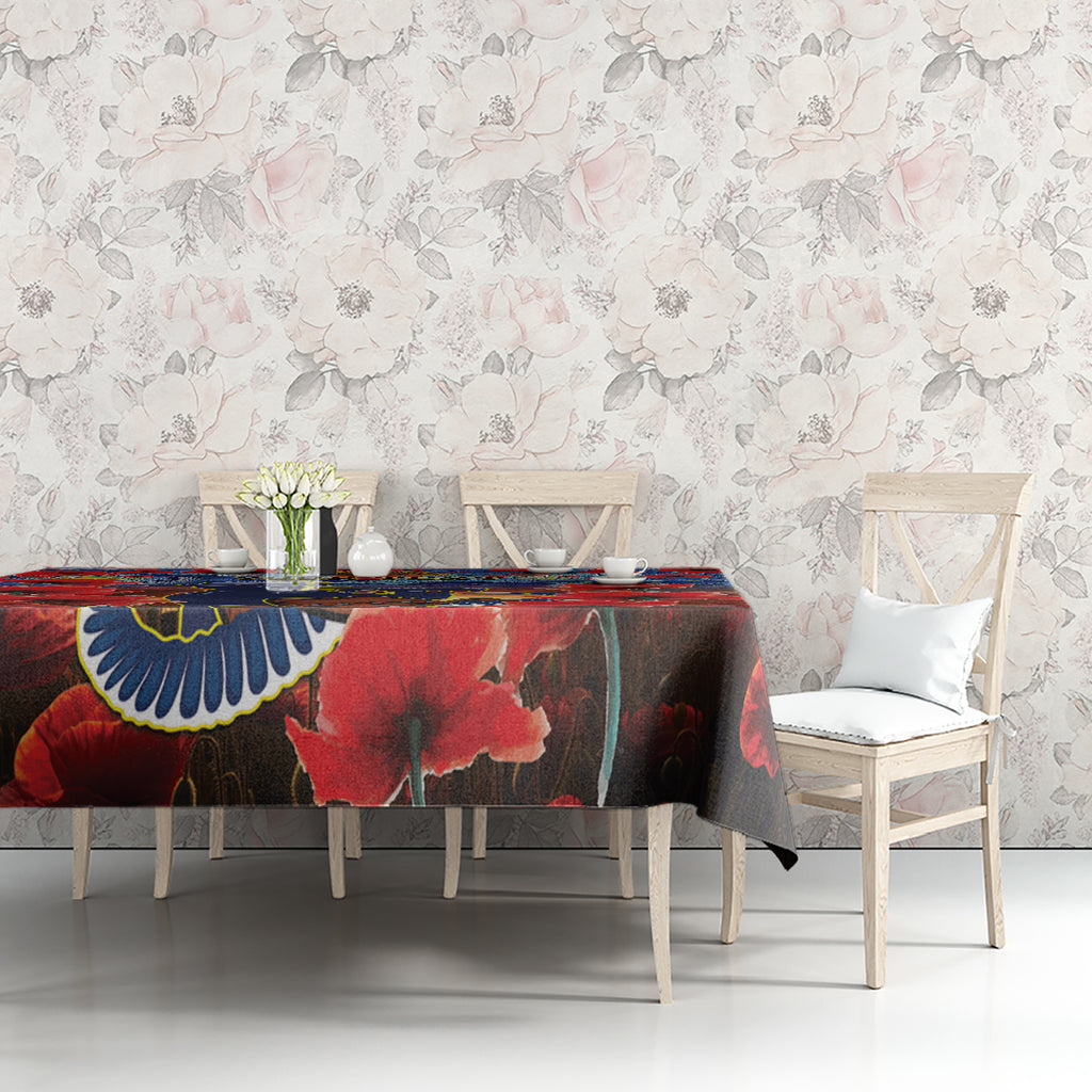Personalised Cowboys Rugby ANZAC Tablecloth Starry Night and Field of Poppies