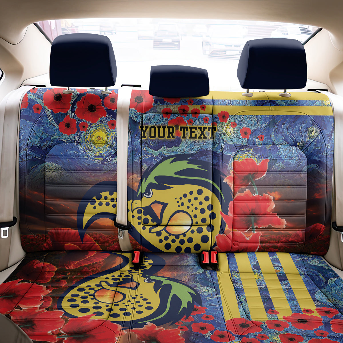 Personalised Eels Rugby ANZAC Back Car Seat Cover Starry Night and Field of Poppies