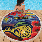 Personalised Eels Rugby ANZAC Beach Blanket Starry Night and Field of Poppies