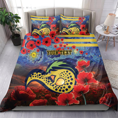 Personalised Eels Rugby ANZAC Bedding Set Starry Night and Field of Poppies